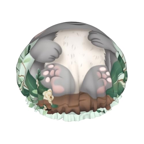 Koala Duschhaube für Damen und Herren, verstellbare wiederverwendbare Duschhaube, doppellagig, wasserdicht, Badekappen, EVA-Futter, elastisches Band, Haarkappe für alle Haarlängen Koala Duschhaube für Damen und Herren, verstellbare wiederverwendbare Duschhaube, doppellagig, wasserdicht, Badekappen, EVA-Futter, elastisches Band, Haarkappe für alle Haarlängen von NBSKSDLK