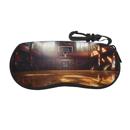 NBSKSDLK Basketballplatz-Sonnenbrillenetui, ultraleicht, stoßfest, Sportbrillenetui mit Karabiner, Reißverschluss, Brillenhalter von NBSKSDLK