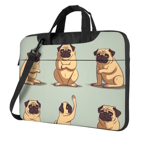 NBSKSDLK Laptoptasche mit Mops-Motiv, 35,6 cm (14 Zoll), Computer-Aktentasche, Geschenke für Männer und Frauen, 360-Grad-schützende Laptop-Umhängetasche von NBSKSDLK
