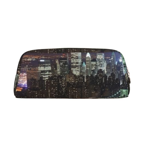 NBSKSDLK New York Night Make-up-Tasche für Damen und Herren, Federmäppchen, kleine Kosmetiktasche, Reißverschluss, Kulturbeutel, ästhetische Stifttasche, trendige Aufbewahrungstaschen, Leder NBSKSDLK New York Night Make-up-Tasche für Damen und Herren, Federmäppchen, kleine Kosmetiktasche, Reißverschluss, Kulturbeutel, ästhetische Stifttasche, trendige Aufbewahrungstaschen, Leder von NBSKSDLK