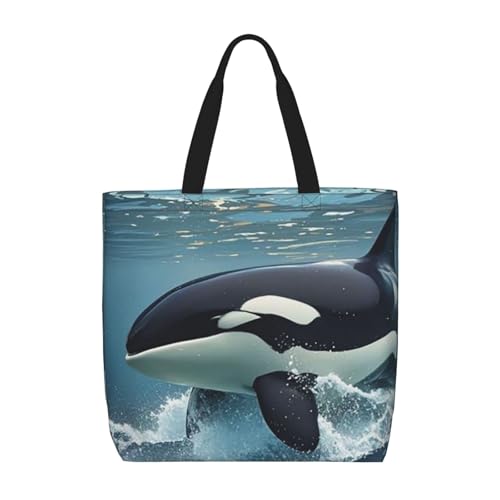 NBSKSDLK Orca Killer-Whale-Tragetasche für Reisen, große Schultertasche mit Reißverschluss, Geschenke für Frauen, lässige Tragetasche, wasserdichte Strandtasche, leichte Arbeit, Laptop-Tasche NBSKSDLK Orca Killer-Whale-Tragetasche für Reisen, große Schultertasche mit Reißverschluss, Geschenke für Frauen, lässige Tragetasche, wasserdichte Strandtasche, leichte Arbeit, Laptop-Tasche von NBSKSDLK