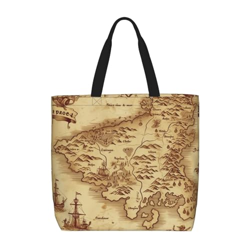 NBSKSDLK Schatzkarten-Vintage-Tragetasche, große Schultertasche mit Reißverschluss, Geschenke für Damen, lässige Tragetasche, wasserdicht, Strandtasche, leicht, Arbeit, Laptop, wiederverwendbare NBSKSDLK Schatzkarten-Vintage-Tragetasche, große Schultertasche mit Reißverschluss, Geschenke für Damen, lässige Tragetasche, wasserdicht, Strandtasche, leicht, Arbeit, Laptop, wiederverwendbare von NBSKSDLK