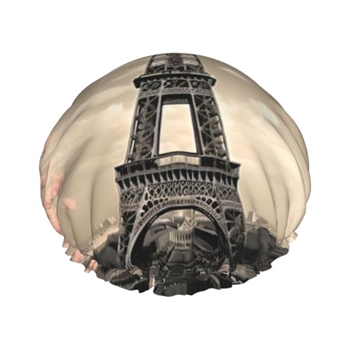 Paris Tower Duschhaube für Damen und Herren, verstellbare wiederverwendbare Duschhaube, doppellagig, wasserdicht, Badekappen, EVA-Futter, elastisches Band, Haarkappe für alle Haarlängen Paris Tower Duschhaube für Damen und Herren, verstellbare wiederverwendbare Duschhaube, doppellagig, wasserdicht, Badekappen, EVA-Futter, elastisches Band, Haarkappe für alle Haarlängen von NBSKSDLK