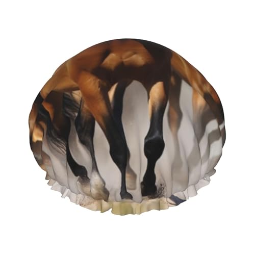 Pferdeduschhaube für Damen und Herren, verstellbare wiederverwendbare Duschhaube, doppellagig, wasserdicht, Badekappen, EVA-Futter, elastisches Band, Haarkappe für alle Haarlängen Pferdeduschhaube für Damen und Herren, verstellbare wiederverwendbare Duschhaube, doppellagig, wasserdicht, Badekappen, EVA-Futter, elastisches Band, Haarkappe für alle Haarlängen von NBSKSDLK