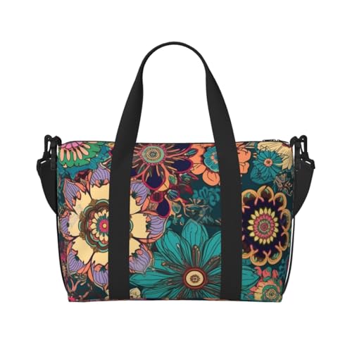 Reisetasche für Damen, große Schultertasche, Wochenendtasche, Sporttasche für Herren, Handgepäcktasche, Bohemian-Blumen-Gepäcktasche für Reiseutensilien Reisetasche für Damen, große Schultertasche, Wochenendtasche, Sporttasche für Herren, Handgepäcktasche, Bohemian-Blumen-Gepäcktasche für Reiseutensilien von NBSKSDLK