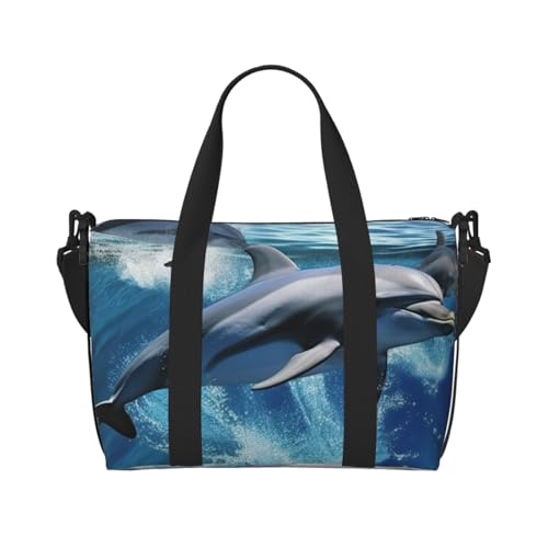 Reisetasche für Damen, große Schultertasche, Wochenendtasche, Sporttasche für Herren, Handgepäcktasche, Delfine, Gepäcktasche für Reisen von NBSKSDLK