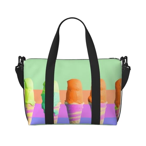 Reisetasche für Damen, große Schultertasche, Wochenendtasche, Sporttasche für Herren, Handgepäcktasche, Eiscreme, Regenbogen-Farbverlauf, Gepäcktasche für Reiseutensilien Reisetasche für Damen, große Schultertasche, Wochenendtasche, Sporttasche für Herren, Handgepäcktasche, Eiscreme, Regenbogen-Farbverlauf, Gepäcktasche für Reiseutensilien von NBSKSDLK