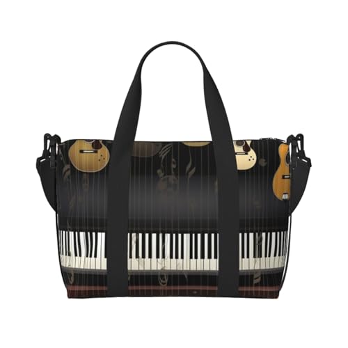 Reisetasche für Damen, große Schultertasche, Wochenendtasche, Sporttasche für Herren, Handgepäcktasche, Gitarrenklavier-Muster, Gepäcktasche für Reiseutensilien Reisetasche für Damen, große Schultertasche, Wochenendtasche, Sporttasche für Herren, Handgepäcktasche, Gitarrenklavier-Muster, Gepäcktasche für Reiseutensilien von NBSKSDLK