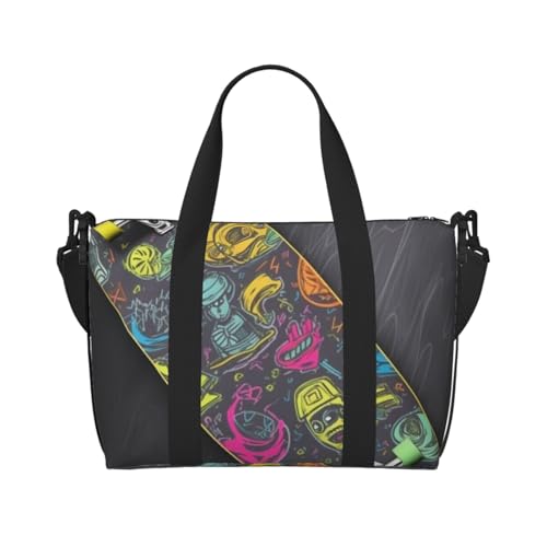 Reisetasche für Damen, große Schultertasche, Wochenendtasche, Sporttasche für Herren, Handgepäcktasche, Graffiti-Skateboard-Gepäcktasche für Reiseutensilien Reisetasche für Damen, große Schultertasche, Wochenendtasche, Sporttasche für Herren, Handgepäcktasche, Graffiti-Skateboard-Gepäcktasche für Reiseutensilien von NBSKSDLK