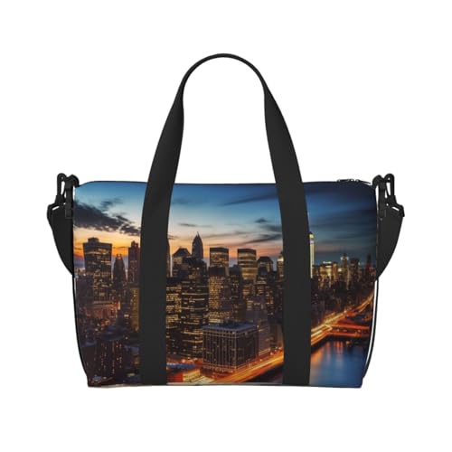 Reisetasche für Damen, große Schultertasche, Wochenendtasche, Sporttasche für Herren, Handgepäcktasche, New York City Landschaft, Gepäcktasche für Reiseutensilien von NBSKSDLK
