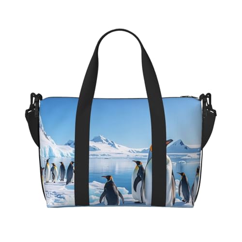 Reisetasche für Damen, große Schultertasche, Wochenendtasche, Sporttasche für Herren, Handgepäcktasche, Pinguin, Antarktis, Eisgepäcktasche für Reiseutensilien von NBSKSDLK