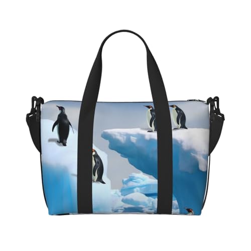Reisetasche für Damen, große Schultertasche, Wochenendtasche, Sporttasche für Herren, Handgepäcktasche, Pinguine auf dem Eisberg, Gepäcktasche für Reiseutensilien Reisetasche für Damen, große Schultertasche, Wochenendtasche, Sporttasche für Herren, Handgepäcktasche, Pinguine auf dem Eisberg, Gepäcktasche für Reiseutensilien von NBSKSDLK