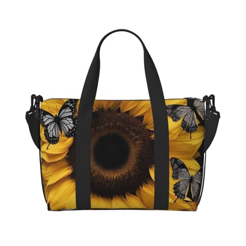 Reisetasche für Damen, große Schultertasche, Wochenendtasche, Sporttasche für Herren, Handgepäcktasche, Schmetterling und Sonnenblumen-Gepäcktasche für Reiseutensilien von NBSKSDLK