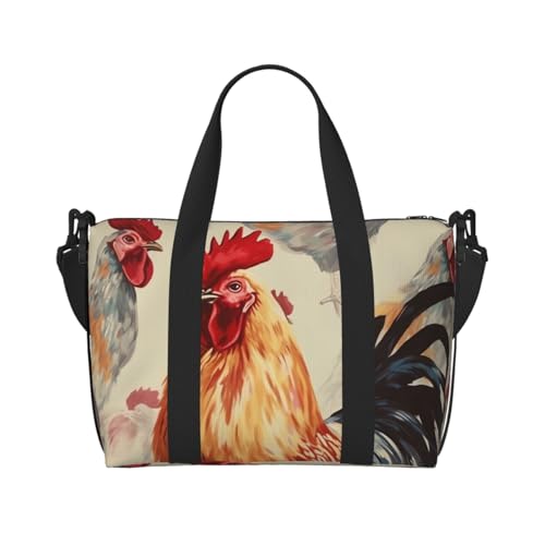 Reisetasche für Damen, große Schultertasche, Wochenendtasche, Sporttasche für Herren, Handgepäcktasche, Tierkunst, Huhn, Malerei, Gepäcktasche für Reiseutensilien von NBSKSDLK
