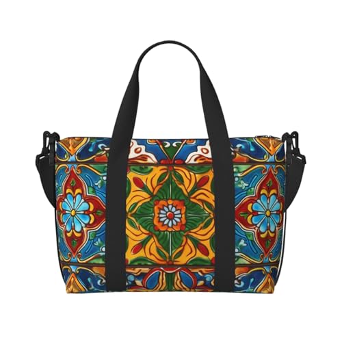 Reisetasche für Damen, große Schultertasche, Wochenendtasche, Sporttasche für Herren, Handgepäcktasche, mexikanische Keramikfliesen, Gepäcktasche für Reiseutensilien Reisetasche für Damen, große Schultertasche, Wochenendtasche, Sporttasche für Herren, Handgepäcktasche, mexikanische Keramikfliesen, Gepäcktasche für Reiseutensilien von NBSKSDLK
