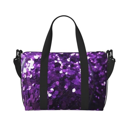 Reisetasche für Damen, große Schultertasche, Wochenendtasche, Sporttasche für Herren, Handgepäcktasche, schöne lila Glitzer-Gepäcktasche für Reiseutensilien Reisetasche für Damen, große Schultertasche, Wochenendtasche, Sporttasche für Herren, Handgepäcktasche, schöne lila Glitzer-Gepäcktasche für Reiseutensilien von NBSKSDLK
