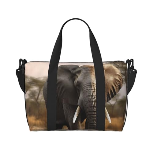 Reisetasche für Damen, große Schultertasche, Wochenendtasche, Sporttasche für Herren, Handgepäcktasche, tropischer afrikanischer Elefant, Gepäcktasche für Reiseutensilien von NBSKSDLK