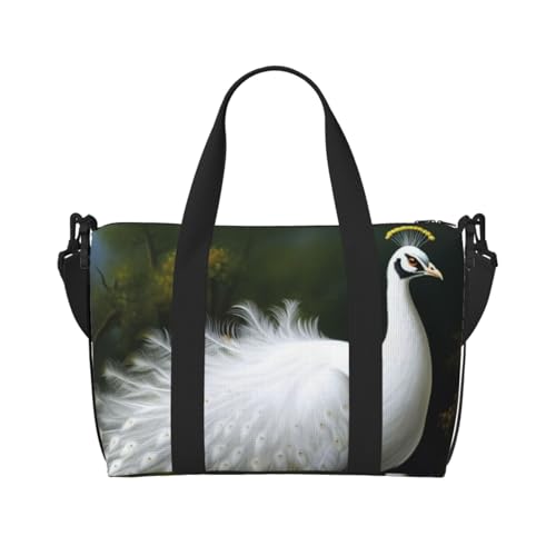 Reisetasche für Damen, große Schultertasche, Wochenendtasche, Sporttasche für Herren, Handgepäcktasche, weißer Pfau, Gepäcktasche für Reiseutensilien von NBSKSDLK