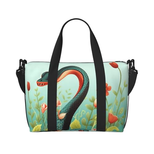 Reisetasche für Damen, große Schultertasche, Wochenendtasche, Sporttasche für Herren, Tragetasche, Schlangen- und Blumengepäcktasche für Reiseutensilien von NBSKSDLK