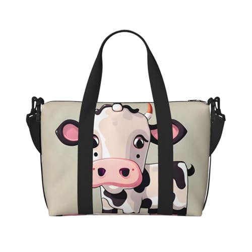 Reisetasche für Damen, große Schultertasche, Wochenendtasche, Sporttasche für Herren, Tragetasche, niedliches weißes Kuh-Gepäck, für Reiseutensilien von NBSKSDLK