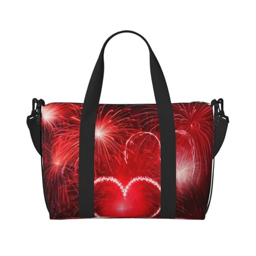 Reisetasche für Damen, große Schultertasche, Wochenendtasche, Sporttasche für Herren, Tragetasche, rotes Feuerwerk, Gepäcktasche für Reiseutensilien Reisetasche für Damen, große Schultertasche, Wochenendtasche, Sporttasche für Herren, Tragetasche, rotes Feuerwerk, Gepäcktasche für Reiseutensilien von NBSKSDLK