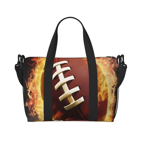Reisetasche für Damen, große Schultertasche, Wochenendtasche, Übernachtungstasche, Sport-Turnbeutel für Herren, Handgepäcktasche, Flaming, American Football, Gepäcktasche für Reiseutensilien von NBSKSDLK