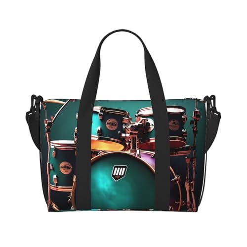 Reisetasche für Damen, große Schultertasche, Wochenendtasche, Übernachtungstasche, Sport-Turnbeutel für Herren, Tragetasche, cooles Schlagzeug-Set, Gepäcktasche für Reiseutensilien Reisetasche für Damen, große Schultertasche, Wochenendtasche, Übernachtungstasche, Sport-Turnbeutel für Herren, Tragetasche, cooles Schlagzeug-Set, Gepäcktasche für Reiseutensilien von NBSKSDLK