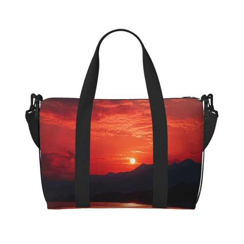 Reisetasche für Damen, große Schultertasche, Wochenendtasche, Übernachtungstasche, Sporttasche für Herren, Handgepäcktasche, Feuerroter Sonnenuntergang, Gepäcktasche für Reiseutensilien von NBSKSDLK