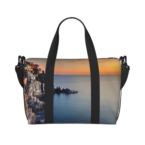 Reisetasche für Damen, große Schultertasche, Wochenendtasche, Übernachtungstasche, Sporttasche für Herren, Handgepäcktasche, Italienisches Meer bei Sonnenuntergang, Gepäcktasche für Reiseutensilien von NBSKSDLK