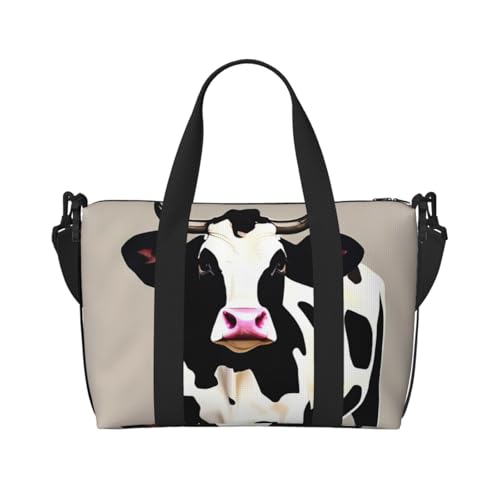 Reisetasche für Damen, große Schultertasche, Wochenendtasche, Übernachtungstasche, Sporttasche für Herren, Handgepäcktasche, Kuh, schwarz gepunktet, Gepäcktasche für Reiseutensilien Reisetasche für Damen, große Schultertasche, Wochenendtasche, Übernachtungstasche, Sporttasche für Herren, Handgepäcktasche, Kuh, schwarz gepunktet, Gepäcktasche für Reiseutensilien von NBSKSDLK