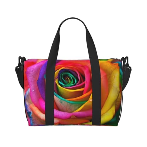 Reisetasche für Damen, große Schultertasche, Wochenendtasche, Übernachtungstasche, Sporttasche für Herren, Handgepäcktasche, bunte Rose, Gepäcktasche für Reiseutensilien Reisetasche für Damen, große Schultertasche, Wochenendtasche, Übernachtungstasche, Sporttasche für Herren, Handgepäcktasche, bunte Rose, Gepäcktasche für Reiseutensilien von NBSKSDLK