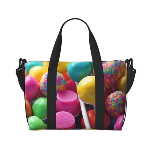 Reisetasche für Damen, große Schultertasche, Wochenendtasche, Übernachtungstasche, Sporttasche für Herren, Handgepäcktasche, bunte Süßigkeiten-Gepäcktasche für Reiseutensilien Reisetasche für Damen, große Schultertasche, Wochenendtasche, Übernachtungstasche, Sporttasche für Herren, Handgepäcktasche, bunte Süßigkeiten-Gepäcktasche für Reiseutensilien von NBSKSDLK