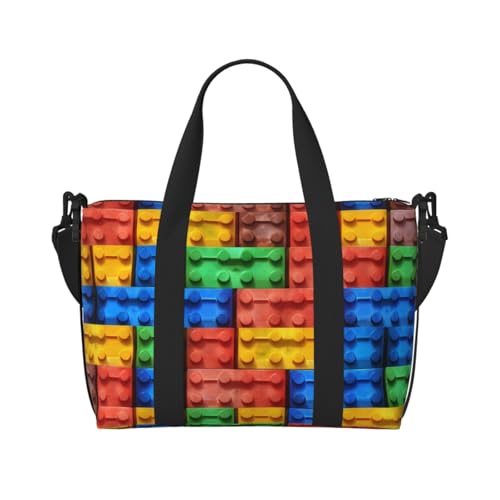 Reisetasche für Damen, große Schultertasche, Wochenendtasche, Übernachtungstasche, Sporttasche für Herren, Handgepäcktasche, bunte Ziegel-Gepäcktasche für Reiseutensilien Reisetasche für Damen, große Schultertasche, Wochenendtasche, Übernachtungstasche, Sporttasche für Herren, Handgepäcktasche, bunte Ziegel-Gepäcktasche für Reiseutensilien von NBSKSDLK