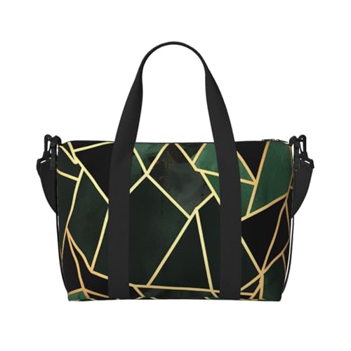Reisetasche für Damen, große Schultertasche, Wochenendtasche, Übernachtungstasche, Sporttasche für Herren, Handgepäcktasche, schwarz und gold, geometrische Gepäcktasche für Reiseutensilien von NBSKSDLK