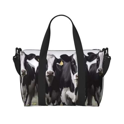 Reisetasche für Damen, große Schultertasche, Wochenendtasche, Übernachtungstasche, Sporttasche für Herren, Handgepäcktasche, schwarz-weiße Kühe, Gepäcktasche für Reiseutensilien Reisetasche für Damen, große Schultertasche, Wochenendtasche, Übernachtungstasche, Sporttasche für Herren, Handgepäcktasche, schwarz-weiße Kühe, Gepäcktasche für Reiseutensilien von NBSKSDLK