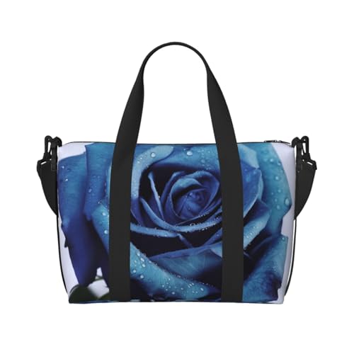Reisetasche für Damen, große Schultertasche, Wochenendtasche, Übernachtungstasche, Sporttasche für Herren, Tragetasche, blaue Rosenblüten, Gepäcktasche für Reiseutensilien von NBSKSDLK