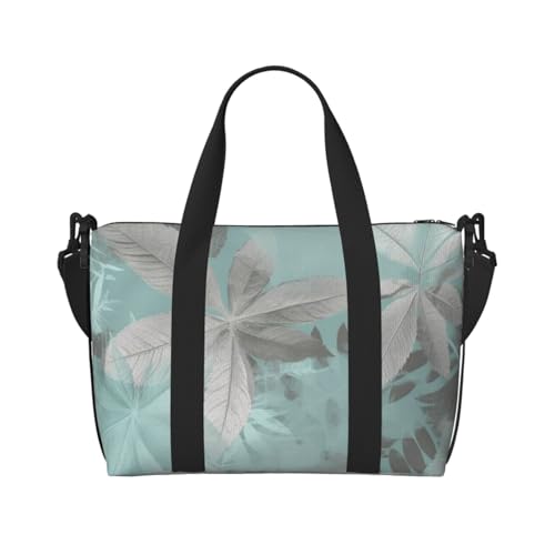 Reisetasche für Damen, große Schultertasche, Wochenendtasche, Übernachtungstasche, Sporttasche für Herren, Tragetasche, mintgraue Blätter, Gepäcktasche für Reiseutensilien Reisetasche für Damen, große Schultertasche, Wochenendtasche, Übernachtungstasche, Sporttasche für Herren, Tragetasche, mintgraue Blätter, Gepäcktasche für Reiseutensilien von NBSKSDLK