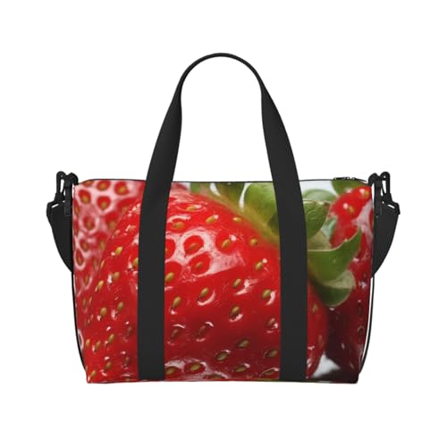 Reisetasche für Damen, große Schultertasche, Wochenendtasche, Übernachtungstasche, Sporttasche für Herren, Tragetasche, rote Erdbeerfrucht, Gepäcktasche für Reiseutensilien von NBSKSDLK