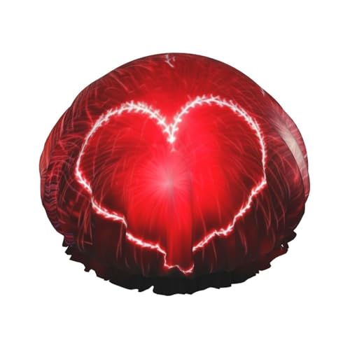 Rote Feuerwerk-Duschhaube für Damen und Herren, verstellbare wiederverwendbare Duschhaube, doppellagig, wasserdicht, Badekappen, EVA-Futter, elastisches Band, Haarkappe für alle Haarlängen Rote Feuerwerk-Duschhaube für Damen und Herren, verstellbare wiederverwendbare Duschhaube, doppellagig, wasserdicht, Badekappen, EVA-Futter, elastisches Band, Haarkappe für alle Haarlängen von NBSKSDLK