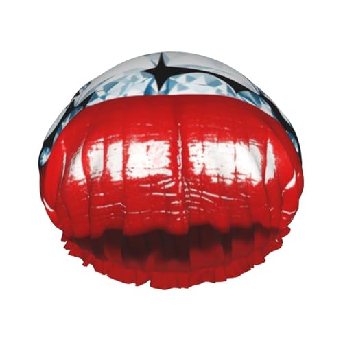 Rote Lippen mit Diamant-Duschhaube für Damen und Herren, verstellbare wiederverwendbare Duschhaube, doppellagig, wasserdichte Badekappen, EVA-Futter, elastisches Band, Haarkappe für alle Haarlängen Rote Lippen mit Diamant-Duschhaube für Damen und Herren, verstellbare wiederverwendbare Duschhaube, doppellagig, wasserdichte Badekappen, EVA-Futter, elastisches Band, Haarkappe für alle Haarlängen von NBSKSDLK