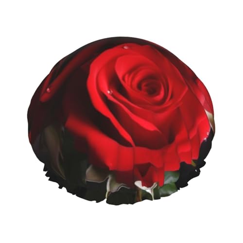 Rote Rosen Duschhaube für Damen und Herren, verstellbare wiederverwendbare Duschhaube, doppellagig, wasserdicht, Badekappen, EVA-Futter, elastisches Band, Haarkappe für alle Haarlängen Rote Rosen Duschhaube für Damen und Herren, verstellbare wiederverwendbare Duschhaube, doppellagig, wasserdicht, Badekappen, EVA-Futter, elastisches Band, Haarkappe für alle Haarlängen von NBSKSDLK