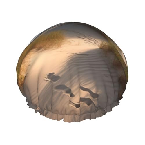 Stranddünen Duschhaube für Damen und Herren, verstellbare wiederverwendbare Duschhaube, doppellagig, wasserdichte Badekappen, EVA-Futter, elastisches Band, Haarkappe für alle Haarlängen Stranddünen Duschhaube für Damen und Herren, verstellbare wiederverwendbare Duschhaube, doppellagig, wasserdichte Badekappen, EVA-Futter, elastisches Band, Haarkappe für alle Haarlängen von NBSKSDLK