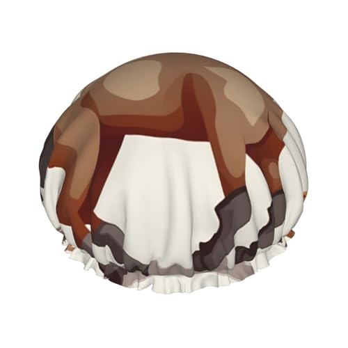Süße Pferdeduschhaube für Damen und Herren, verstellbare wiederverwendbare Duschhaube, doppellagig, wasserdicht, Badekappen, EVA-Futter, elastisches Band, Haarkappe für alle Haarlängen Süße Pferdeduschhaube für Damen und Herren, verstellbare wiederverwendbare Duschhaube, doppellagig, wasserdicht, Badekappen, EVA-Futter, elastisches Band, Haarkappe für alle Haarlängen von NBSKSDLK