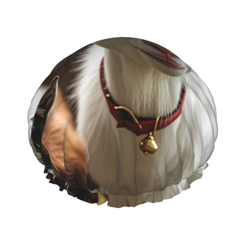 Süße Ziegen-Duschhaube für Damen und Herren, verstellbare wiederverwendbare Duschhaube, doppellagig, wasserdichte Badekappen, EVA-Futter, elastisches Band, Haarkappe für alle Haarlängen von NBSKSDLK