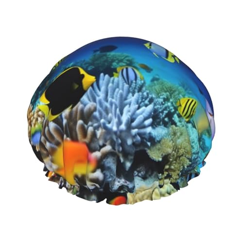Unterwasserfisch-Duschhaube für Damen und Herren, verstellbare wiederverwendbare Duschhaube, doppellagig, wasserdichte Badekappen, EVA-Futter, elastisches Band, Haarkappe für alle Haarlängen Unterwasserfisch-Duschhaube für Damen und Herren, verstellbare wiederverwendbare Duschhaube, doppellagig, wasserdichte Badekappen, EVA-Futter, elastisches Band, Haarkappe für alle Haarlängen von NBSKSDLK