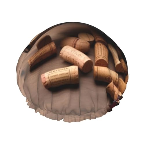 Weinflaschenkorken, Trauben, Duschhaube für Damen und Herren, verstellbare wiederverwendbare Duschhaube, doppellagig, wasserdichte Badekappen, EVA-Futter, elastisches Band, Haarkappe für alle Weinflaschenkorken, Trauben, Duschhaube für Damen und Herren, verstellbare wiederverwendbare Duschhaube, doppellagig, wasserdichte Badekappen, EVA-Futter, elastisches Band, Haarkappe für alle von NBSKSDLK