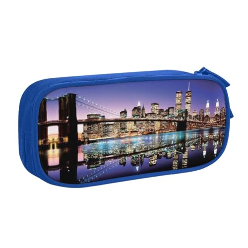 NBSNGSLS Brooklyn Federmäppchen mit Brücken-Aufdruck, stilvolles Federmäppchen – Organisieren Sie Ihre Schreibwaren mit Eleganz, blau, Einheitsgröße, Kinderrucksack von NBSNGSLS