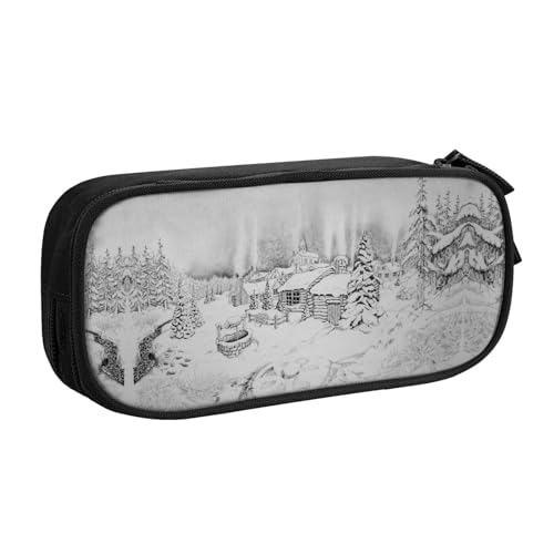 NBSNGSLS Federmäppchen, Motiv: Winter auf Schnee, stilvolles Federmäppchen – organisieren Sie Ihre Schreibwaren mit Eleganz, Schwarz , Einheitsgröße, Kinderrucksack von NBSNGSLS