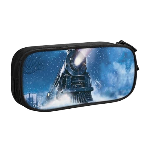 NBSNGSLS Federmäppchen für den Winter, Weihnachten, Schnee, Nacht, Eisenbahn, Zug, stilvoll, bedrucktes Federmäppchen – Organisieren Sie Ihre Schreibwaren mit Eleganz, Schwarz , Einheitsgröße, von NBSNGSLS