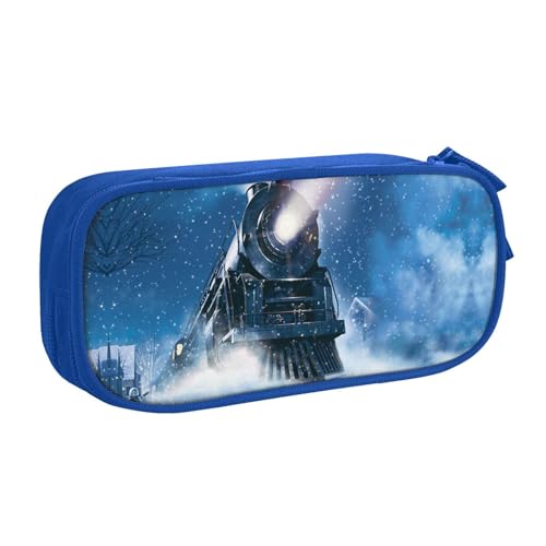 NBSNGSLS Federmäppchen für den Winter, Weihnachten, Schnee, Nacht, Eisenbahn, Zug, stilvoll, bedrucktes Federmäppchen – Organisieren Sie Ihre Schreibwaren mit Eleganz, blau, Einheitsgröße, von NBSNGSLS